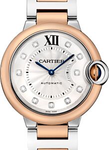 Cartier Ballon Bleu de Cartier Ladies Watch Automatic Stainless Steel Rose Gold 36mm Silver Diamond Dial Steel Rose Gold Bracelet W3BB0022 - BRAND NEW