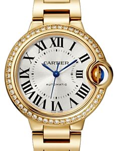 Cartier Ballon Bleu de Cartier Yellow Gold/Diamonds 33mm Silver Dial WJBB0069