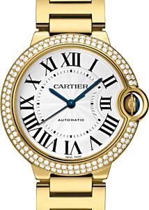 Cartier Ballon Bleu de Cartier Ladies Watch Automatic Yellow Gold Diamond Bezel 36mm Silver Dial Yellow Gold Bracelet WJBB0007 - BRAND NEW