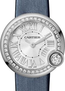 Cartier Ballon Blanc de Cartier Ladies Watch Quartz Stainless Steel Diamond Bezel 26mm Silver Dial Leather Strap W4BL0002 - BRAND NEW