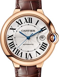 Cartier Ballon Bleu de Cartier Men's Watch Automatic Rose Gold 42mm Silver Dial Alligator Leather Strap W6900651 - BRAND NEW