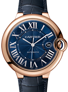 Cartier Ballon Bleu De Cartier Rose Gold 42mm Blue Dial Leather Strap WGBB0036 - BRAND NEW