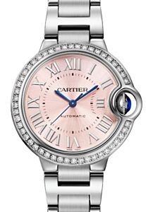 Cartier Ballon Bleu de Cartier Stainless Steel/Diamonds 33mm Pink Dial W4BB0037