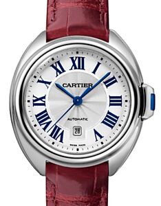 Cartier Cle de Cartier Women's Watch Automatic Stainless Steel 31mm Silver Dial Alligator Leather Strap WSCL0016 - BRAND NEW