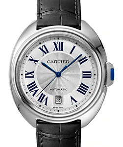 Cartier Cle de Cartier Men's Watch Automatic Stainless Steel 40mm Silver Dial Alligator Leather Strap WSCL0018 - BRAND NEW