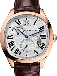 Cartier Drive de Cartier Second Time Zone Day/Night Men's Watch Automatic Large Rose Gold Silver Dial Alligator Leather Strap WGNM0005 - BRAND NEW