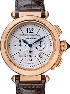 Cartier Pasha De Cartier Men's Watch Automatic Rose Gold 42mm Silver Dial Alligator Leather Strap W3019951 - BRAND NEW