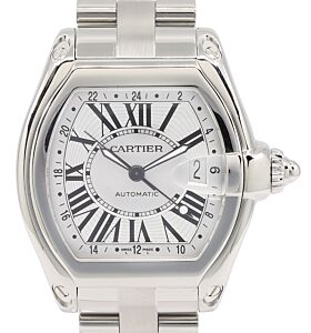 Cartier Roadster GMT Extra Large Stainless Steel Silver Roman Dial & Steel Bracelet Automatic W62032X6 - PRE-OWNED