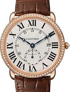 Cartier Ronde Louis Cartier Automatic Rose Gold Diamond Bezel 40mm Silver Dial Alligator Leather Strap WR007017 - BRAND NEW