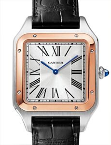 Santos-Dumont Extra Large Steel/Rose Gold Silver Dial W2SA0017