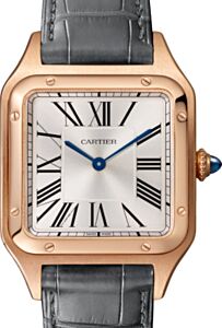 Cartier Santos-Dumont Large Quartz Rose Gold Silver Dial WGSA0021