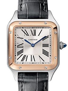 Cartier Santos-Dumont Small Quartz Steel Rose Gold Bezel Gray Dial W2SA0038