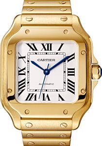 Santos de Cartier Medium Yellow Gold Silver Dial WGSA0030