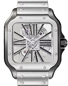 Santos de Cartier Large Black ADLC Steel Skeleton Dial WHSA0027