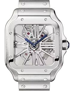 Santos de Cartier Large Steel Skeleton Dial WHSA0014