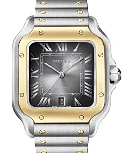Santos de Cartier Large Steel/Yellow Gold Anthracite Gray Dial W2SA0030