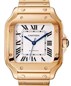 Cartier Santos De Cartier Medium Rose Gold Silver Dial WGSA0031