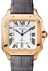 Cartier Santos Rose Gold White Dial Rose Gold Bezel Leather Strap 39.8mm WGSA0011 - BRAND NEW