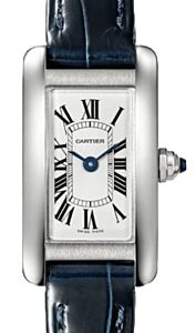 Cartier Tank Am?ricaine Ladies Watch Mini Quartz Stainless Steel Silver Dial Leather Strap WSTA0032 - BRAND NEW