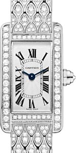 Cartier Tank Am?ricaine Ladies Watch Mini Quartz White Gold Diamond Bezel Silver Dial Bracelet HPI00724 - BRAND NEW
