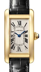 Cartier Tank Am?ricaine Ladies Watch Small Quartz Yellow Gold Silver Dial Leather Strap WGTA0039 - BRAND NEW