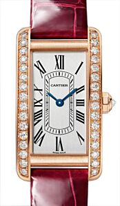 Cartier Tank Americaine Small Quartz Rose Gold/Diamonds Silver Dial Leather Strap WJTA0059