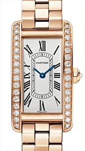 Cartier Tank Americaine Small Quartz Rose Gold/Diamonds Silver Dial WJTA0044