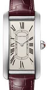 Cartier Tank Americaine Large Platinum Silver Dial Leather Strap WGTA0296