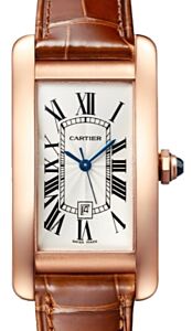 Cartier Tank Americaine Medium Automatic Rose Gold Silver Dial Alligator Leather Strap WGTA0046 - BRAND NEW