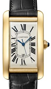 Cartier Tank Americaine Men's Watch Large Automatic Yellow Gold Silver Dial Alligator Leather Strap WGTA0041 - BRAND NEW