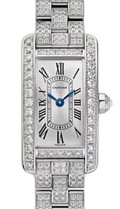 Cartier Tank Americaine Mini Quartz Steel/Diamonds Silver Dial WJTA0060