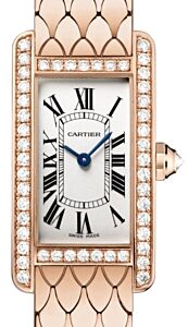 Cartier Tank Americaine Women's Watch Small Quartz Rose Gold Diamonds Silver Dial Rose Gold Bracelet WB710008 - BRAND NEW