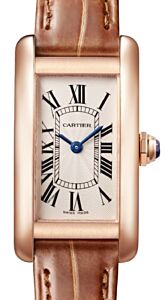Cartier Tank Americaine Small Quartz Rose Gold Silver Dial Alligator Leather Strap W2607456 - BRAND NEW