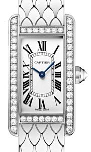 Cartier Tank Americaine Women's Watch Small Quartz White Gold Diamonds Silver Dial White Gold Bracelet WB710009 - BRAND NEW