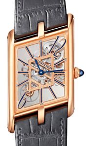 Cartier Tank Asym?trique Large Manual Winding Rose Gold Skeleton Dial Alligator Leather Strap WHTA0011 - BRAND NEW