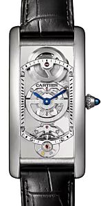 Cartier Tank Cintree Large Manual Winding Platinum Skeleton Dial Leather Strap WHTA0022
