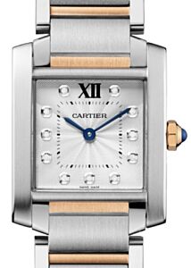 Cartier Tank Francaise Women's Watch Medium Quartz Stainless Steel Silver Diamond Dial Steel Rose Gold Bracelet WE110005 - BRAND NEW