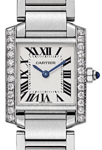 Cartier Tank Francaise Women's Watch Small Quartz Stainless Steel Diamonds Silver Dial Bracelet W4TA0008 - BRAND NEW