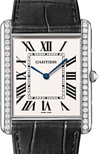 Cartier Tank Louis Cartier Extra-Large Manual Winding White Gold Diamond Bezel Silver Dial Alligator Leather Strap WT200006 - BRAND NEW