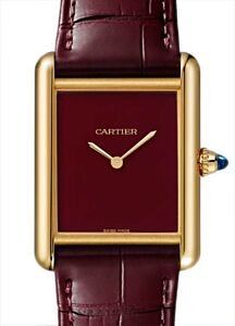 Tank Louis Cartier Large Manual Winding Yellow Gold Red Dial WGTA0190