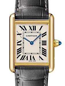 Cartier Tank Louis Yellow Gold Large Silver Dial Leather Strap WGTA0343
