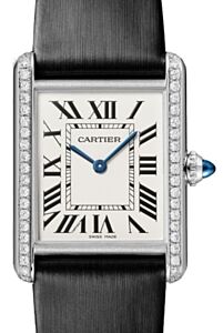 Cartier Tank Must Large Quartz Stainless Steel Diamond Bezel Silver Dial Leather Strap W4TA0017 - BRAND NEW