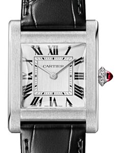 Cartier Tank Normale Large Platinum Silver Dial Alligator Leather Strap WGTA0109 - BRAND NEW