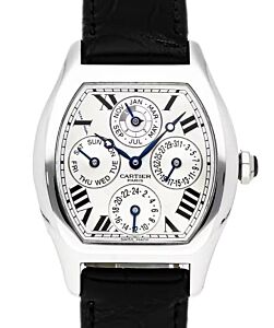 Cartier Tortue Perpetual Calendar Platinum Silver Dial W1540551