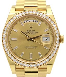 Rolex Day-Date 40 Yellow Gold Champagne Diamond Dial & Diamond Bezel President Bracelet 228348RBR - PRE-OWNED