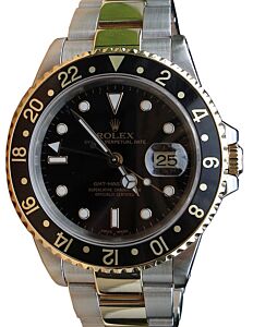 Rolex GMT-Master II 16713 Men's 40mm Black 18k Yellow Gold Stainless Steel 