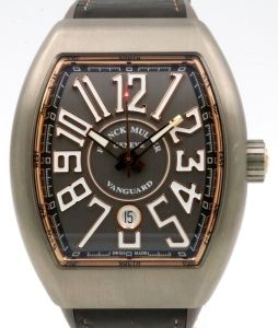 Franck Muller Vanguard Titanium Rose Gold Grey Dial Black Leather Strap V45 SC TT BR 5N - BRAND NEW 