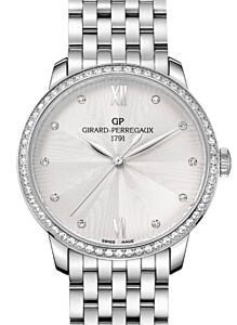 Girard Perregaux 1966 36MM Steel Silver Diamond Dial & Bezel 49523D11A171-11A