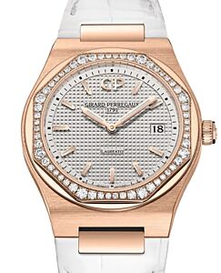 Girard Perregaux Laureato 34mm Pink Rose Gold/Diamonds Silver Dial 80189D52A132-CB6A