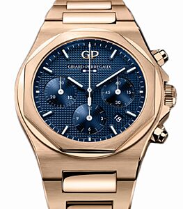 Girard Perregaux Laureato Chronograph 42mm Pink Rose Gold Blue Dial 81020-52-432-52A